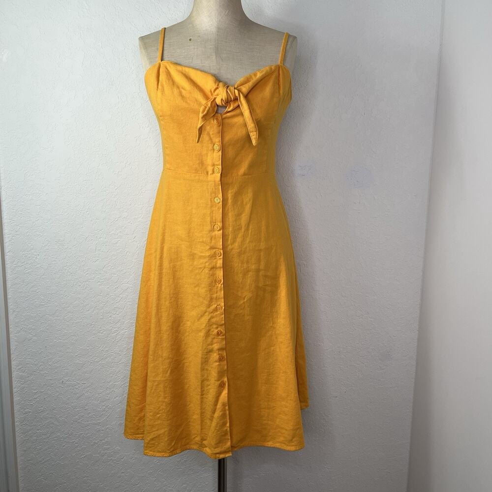Sofia Jeans by Sofia Vergara Mustard/Orange Midi Dress, size XS, summer, travel